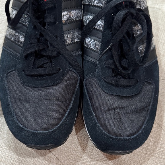 Adidas Women's Black and Red Paisley Sneakers - Picture 4 of 6